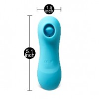 Vibrating & Sucking Vibrator with Tongue, 12-Speed, Medical Grade Silicone, Waterproof, Rechargeable, LIGHT BLUE